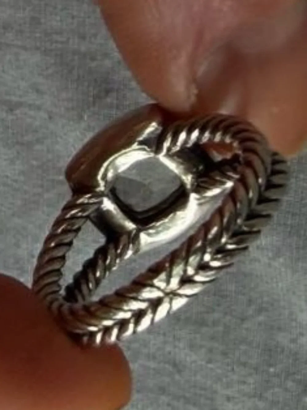 David Yurman Petite Albion® Ring Sterling Silver with Prasiolite & Diamonds sz 6